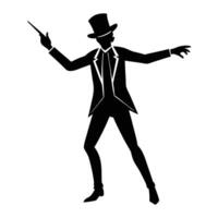 Dynamic Street Performer Silhouette Isolated on White Background vector