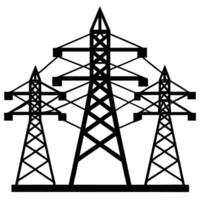 Simplistic High Voltage Power Line Silhouette Isolated on White Background vector