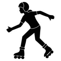 Dynamic Rollerblading Silhouette Capturing Motion on White Background vector
