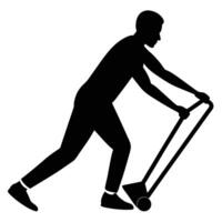 Man Pushing Object Silhouette Isolated on White Background Depicting Strength vector