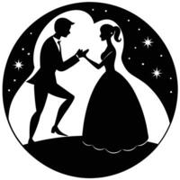 Silhouetted Proposal Scene Featuring a Romantic Gesture on White Background vector