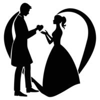 Silhouette of a Romantic Proposal Scene on a White Background vector