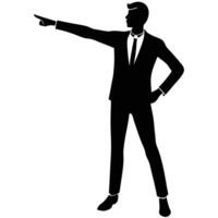 Man Pointing Silhouette on White Background vector