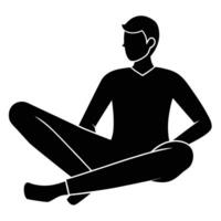 Relaxing Man Silhouette Isolated on White Background vector