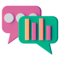 Two speech bubbles with bar graphs on them png