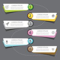 Business infographic with 6 options. On dark background template. vector