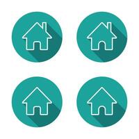 Web home, homepage outline icon set with long shadow. House page sign symbol vector