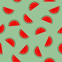 Seamless pattern with watermelon slices on a green background. vector
