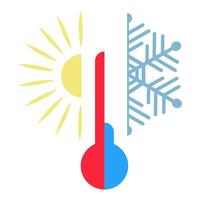 Weather sign. Temperatures at different times of the year. Thermometer in heat or cold. vector