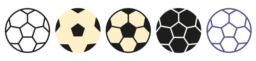Soccer balls in different styles. Set of soccer balls. vector