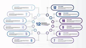 Blue tone circle infographic with 12 steps, process or options. vector