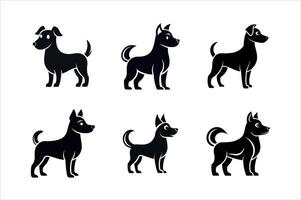 cute dog silhouette design set vector