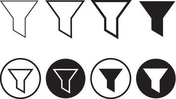 Filter icon set. funnel line style symbol vector