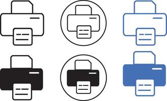 Printer icon set. Print document symbol vector