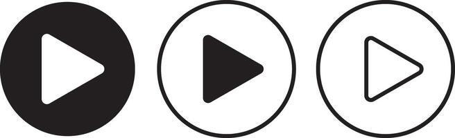 Play button icons. Line style play button vector