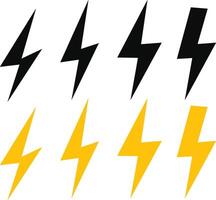 flash thunder power icon set. Flash lightning bolt symbol. Energy power sign vector