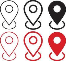 Location pin icon set. Map navigation line style symbol. Gps location sign vector
