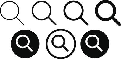 Search icon set. magnifying glass symbol. Search magnifying glass line style icons vector