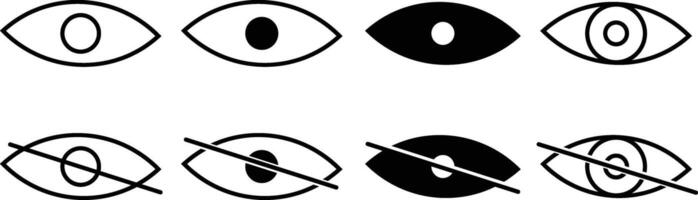 Eye icon set. Line style eye vector