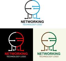 Networking tecnology logo design vector