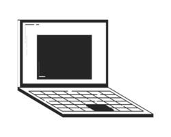 Minimalist open laptop with empty web window on display doodle linear object. Digital device. Modern technology 2D outline clip art drawing isolated on white. Hand drawn sketch illustration vector