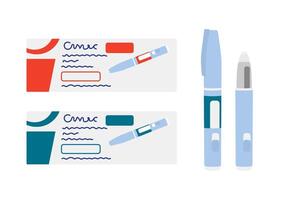 Injection applicator for blood sugar control and weight loss and appetite reduction. illustration in flat style vector