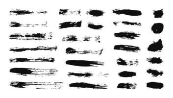 Big set of Hand drawn dry paint lines. Border and scribble design elements. Brush Grunge black strokes. Abstract Marker or ink textured textbox, stains vector