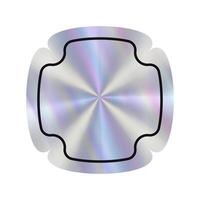 Hologram empty sticker. Holographic label showcases a central luminous design surrounded by flowing iridescent colors with copy space vector