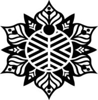 Geometric mandala black and white symmetrical design. vector