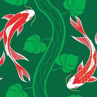 seamless pattern with leaves and fish vector
