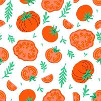 Seamless pattern with red tomatoes on a white background. graphics. vector