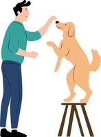 Boy playing with dog vector