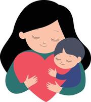 Cute A heart-shaped icon with mother inside vector