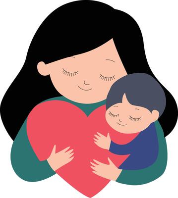 Cute A heart-shaped icon with mother inside