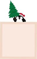 Square decorated with penguins and pine trees vector