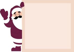 Sticker decorated with Santa Claus and reindeer vector