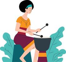 Kwanzaa a person playing African drums vector