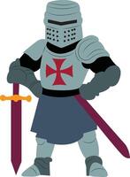 medieval templar knight standing vector