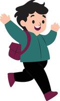 happy boy wearing backpack running towards parents vector