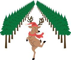 A cartoon deer jumping through the trees vector
