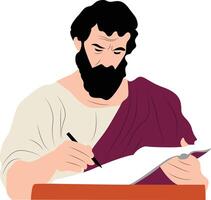 Xenophanes of Colophon thinking and writing portrait vector