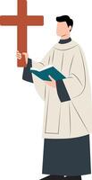 Feast of the Immaculate Conception a priest holding a cross during the celebration vector