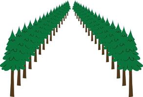 A line of trees with a white background vector