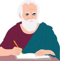 Phaedo of Elis thinking and writing Portrait vector