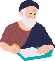 Archytas of Tarentum thinking and writing portrait vector