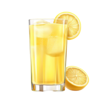 Glass of Lemonade with Ice and Lemon Slices png