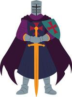 medieval templar knight standing vector