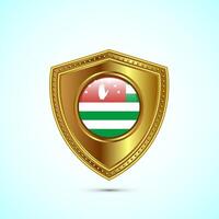 Rounded flag of Abkhazia with glossy gold shield vector