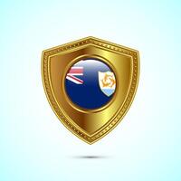 Rounded flag of Anguilla with glossy gold shield vector