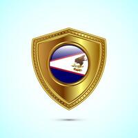 Rounded flag of American Samoa with glossy gold shield vector